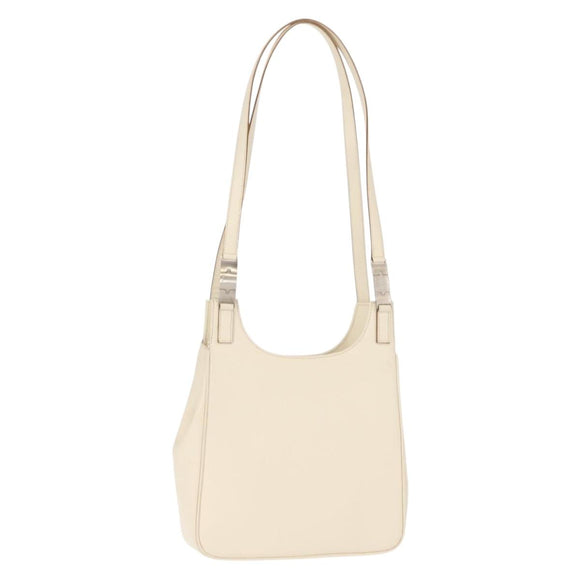 Salvatore Ferragamo Shoulder Bag Leather Black Silver Auth BA7335