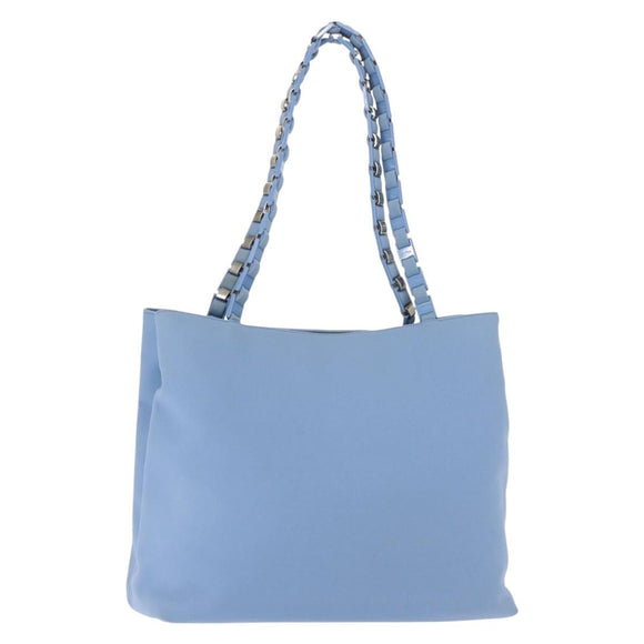 Salvatore Ferragamo Tote Bag Canvas Blue Silver Auth BA7336