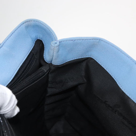 Salvatore Ferragamo Tote Bag Canvas Blue Silver Auth BA7336