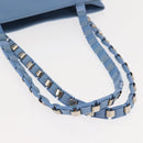 Salvatore Ferragamo Tote Bag Canvas Blue Silver Auth BA7336-8