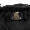 Salvatore Ferragamo Vala Tote Bag Nylon Enamel Black Silver Auth BA7337-10