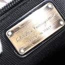 Salvatore Ferragamo Vala Tote Bag Nylon Enamel Black Silver Auth BA7337-17
