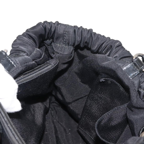 Salvatore Ferragamo Vala Tote Bag Nylon Enamel Black Silver Auth BA7337