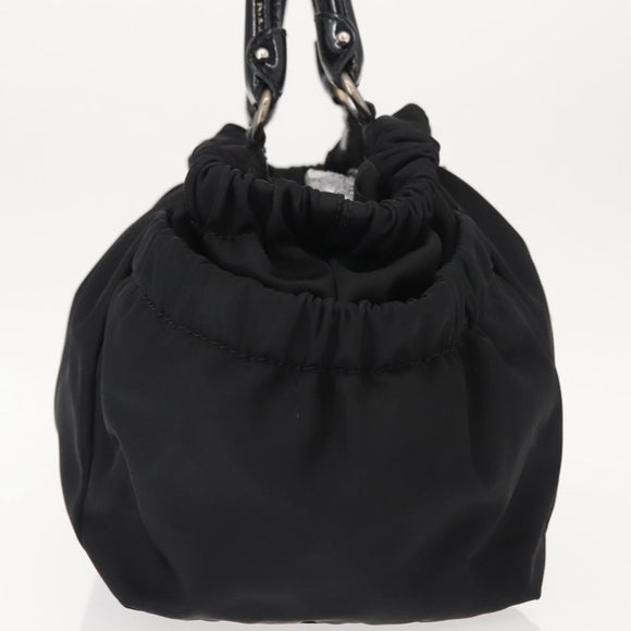 Salvatore Ferragamo Vala Tote Bag Nylon Enamel Black Silver Auth BA7337