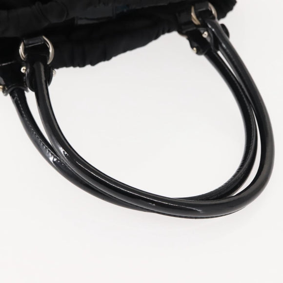 Salvatore Ferragamo Vala Tote Bag Nylon Enamel Black Silver Auth BA7337