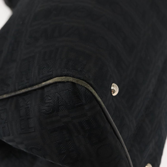 Salvatore Ferragamo Tote Bag Canvas Black Silver Auth BA7338