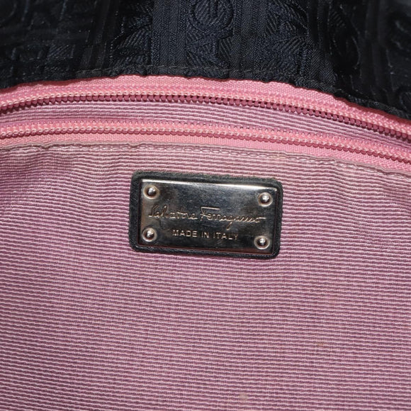 Salvatore Ferragamo Tote Bag Canvas Black Silver Auth BA7338