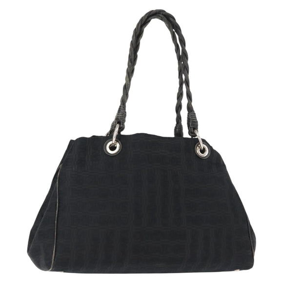 Salvatore Ferragamo Tote Bag Canvas Black Silver Auth BA7338