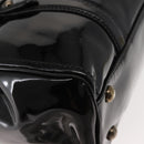 Salvatore Ferragamo Vala Hand Bag Enamel Black Gold Auth BA7339-9