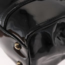 Salvatore Ferragamo Vala Hand Bag Enamel Black Gold Auth BA7339-14