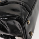 Salvatore Ferragamo Vala Hand Bag Enamel Black Gold Auth BA7339-15