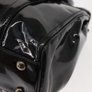 Salvatore Ferragamo Vala Hand Bag Enamel Black Gold Auth BA7339-16