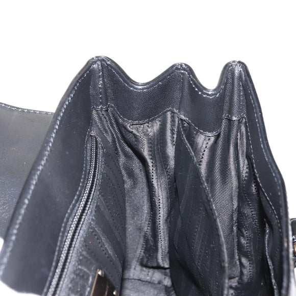 Salvatore Ferragamo Vala Hand Bag Enamel Black Gold Auth BA7339