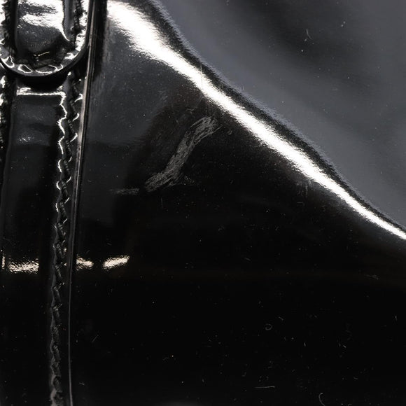 Salvatore Ferragamo Vala Hand Bag Enamel Black Gold Auth BA7339