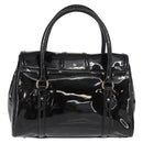 Salvatore Ferragamo Vala Hand Bag Enamel Black Gold Auth BA7339-2