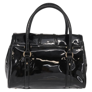 Salvatore Ferragamo Vala Hand Bag Enamel Black Gold Auth BA7339 - 0