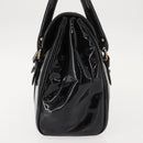 Salvatore Ferragamo Vala Hand Bag Enamel Black Gold Auth BA7339-3