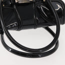 Salvatore Ferragamo Vala Hand Bag Enamel Black Gold Auth BA7339-7