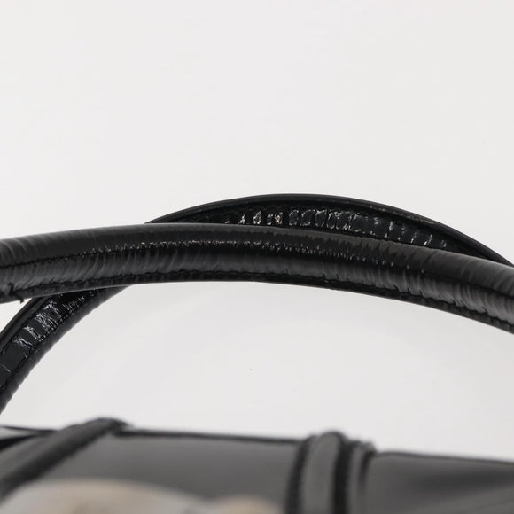 Salvatore Ferragamo Vala Hand Bag Enamel Black Gold Auth BA7339