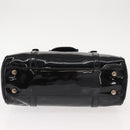 Salvatore Ferragamo Vala Hand Bag Enamel Black Gold Auth BA7339-5