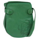 LOEWE Anagram Shoulder Bag Leather Green Gold Auth BA7340-1