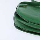 LOEWE Anagram Shoulder Bag Leather Green Gold Auth BA7340-9