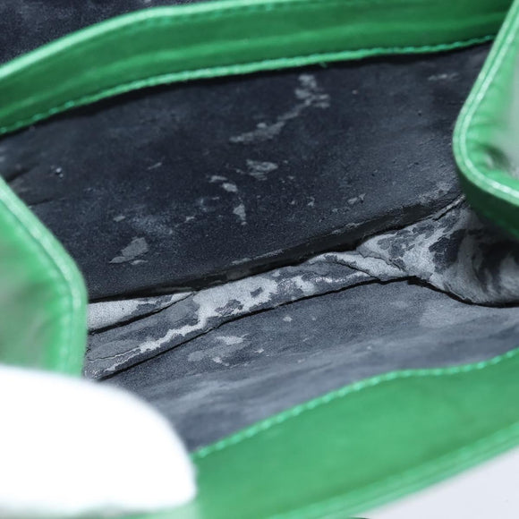 LOEWE Anagram Shoulder Bag Leather Green Gold Auth BA7340