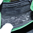 LOEWE Anagram Shoulder Bag Leather Green Gold Auth BA7340-19