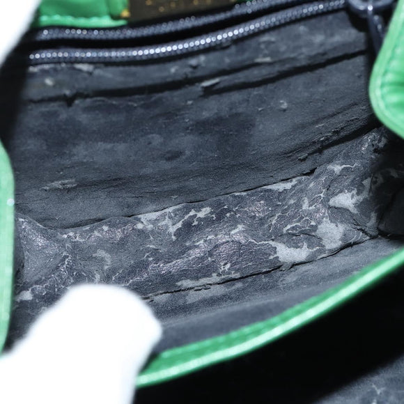 LOEWE Anagram Shoulder Bag Leather Green Gold Auth BA7340