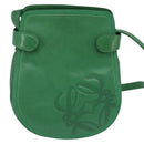 LOEWE Anagram Shoulder Bag Leather Green Gold Auth BA7340-13