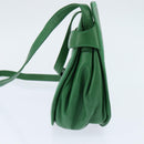 LOEWE Anagram Shoulder Bag Leather Green Gold Auth BA7340-3