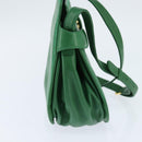 LOEWE Anagram Shoulder Bag Leather Green Gold Auth BA7340-4