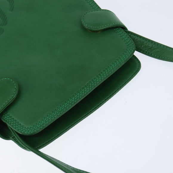 LOEWE Anagram Shoulder Bag Leather Green Gold Auth BA7340