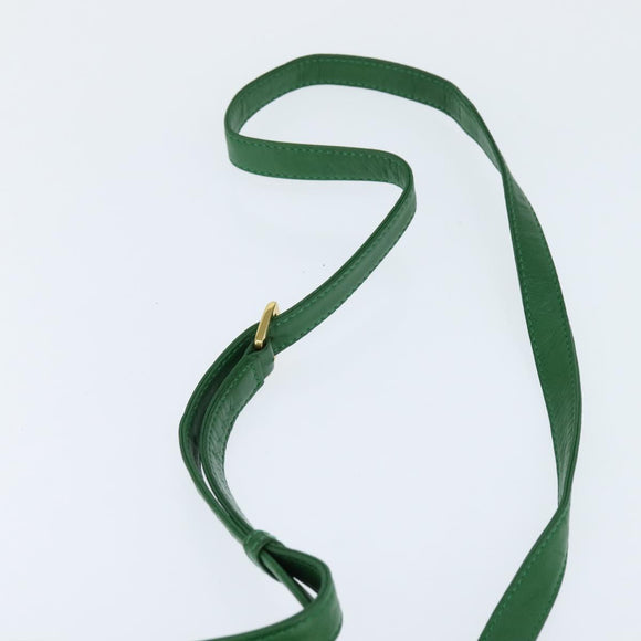 LOEWE Anagram Shoulder Bag Leather Green Gold Auth BA7340