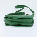 LOEWE Anagram Shoulder Bag Leather Green Gold Auth BA7340-5