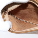 LOEWE Anagram Shoulder Bag Leather Beige Gold Auth BA7341-18