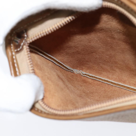 LOEWE Anagram Shoulder Bag Leather Beige Gold Auth BA7341