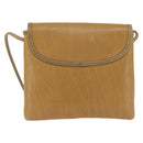 LOEWE Anagram Shoulder Bag Leather Beige Gold Auth BA7341-2