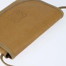 LOEWE Anagram Shoulder Bag Leather Beige Gold Auth BA7341-6