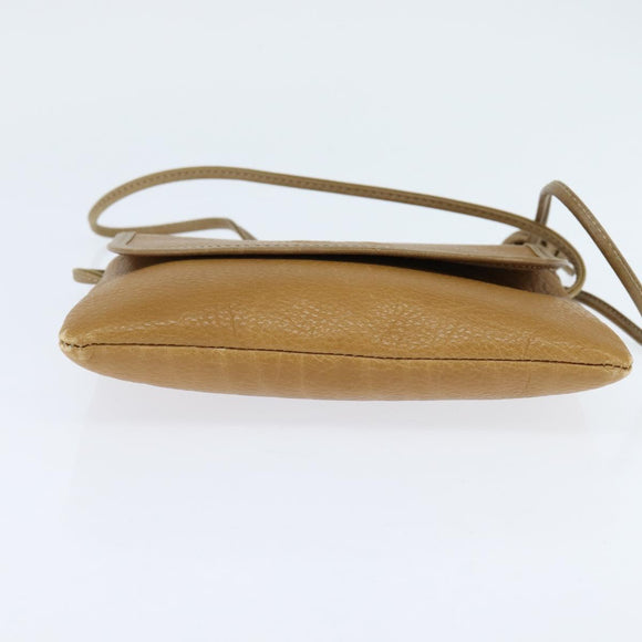 LOEWE Anagram Shoulder Bag Leather Beige Gold Auth BA7341