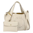 Stella MacCartney Tote Bag Polyester 2way White Gold Auth BA7342-1