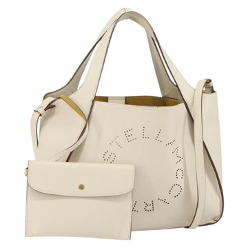 Stella MacCartney Tote Bag Polyester 2way White Gold Auth BA7342