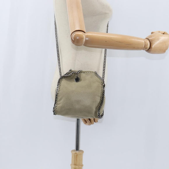 Stella MacCartney Chain Falabella Bag polyester Beige Silver 391698 Auth BA7343