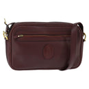 CARTIER Must Line Shoulder Bag Leather Bordeaux Gold Auth BA7350-1