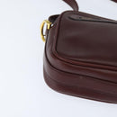 CARTIER Must Line Shoulder Bag Leather Bordeaux Gold Auth BA7350-9