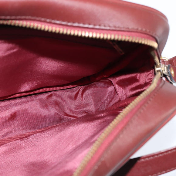 CARTIER Must Line Shoulder Bag Leather Bordeaux Gold Auth BA7350