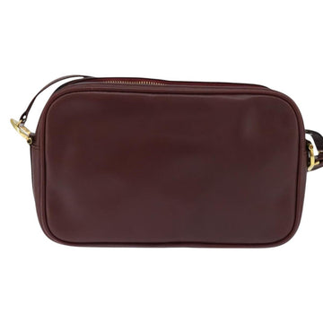 CARTIER Must Line Shoulder Bag Leather Bordeaux Gold Auth BA7350 - 0