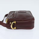 CARTIER Must Line Shoulder Bag Leather Bordeaux Gold Auth BA7350-3