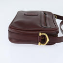 CARTIER Must Line Shoulder Bag Leather Bordeaux Gold Auth BA7350-4