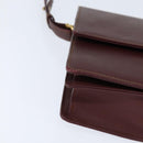 CARTIER Must Line Shoulder Bag Leather Bordeaux Gold Auth BA7352-9